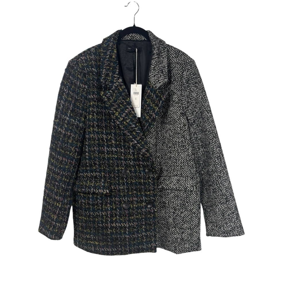 Driftwood Herringbone Tweed Wool Multi Mixed Print Double Blazer NEW Size XL - Picture 4 of 11